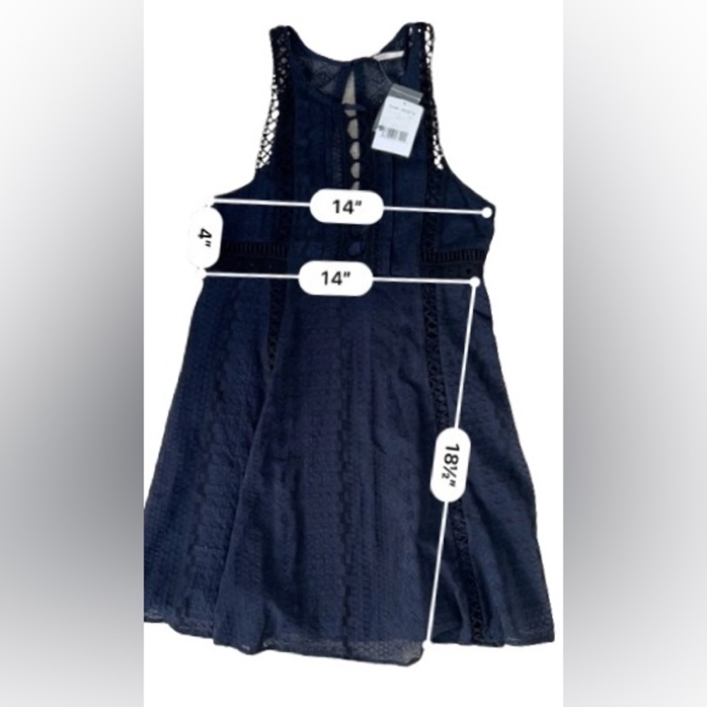 NWT Free People Wherever You Go Navy Lace Mini Dress. Size 2 - Picture 7 of 8